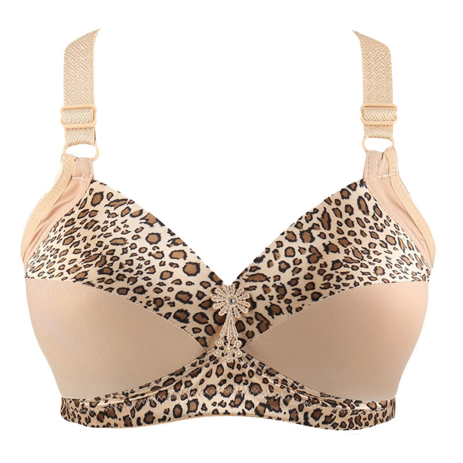 Wirefree Comfort Bra for Women - Lightly Lined Push-Up Bralette with Sexy Leopard Print | Perfect for Everyday Wear, Yoga, Lounge & Sleep