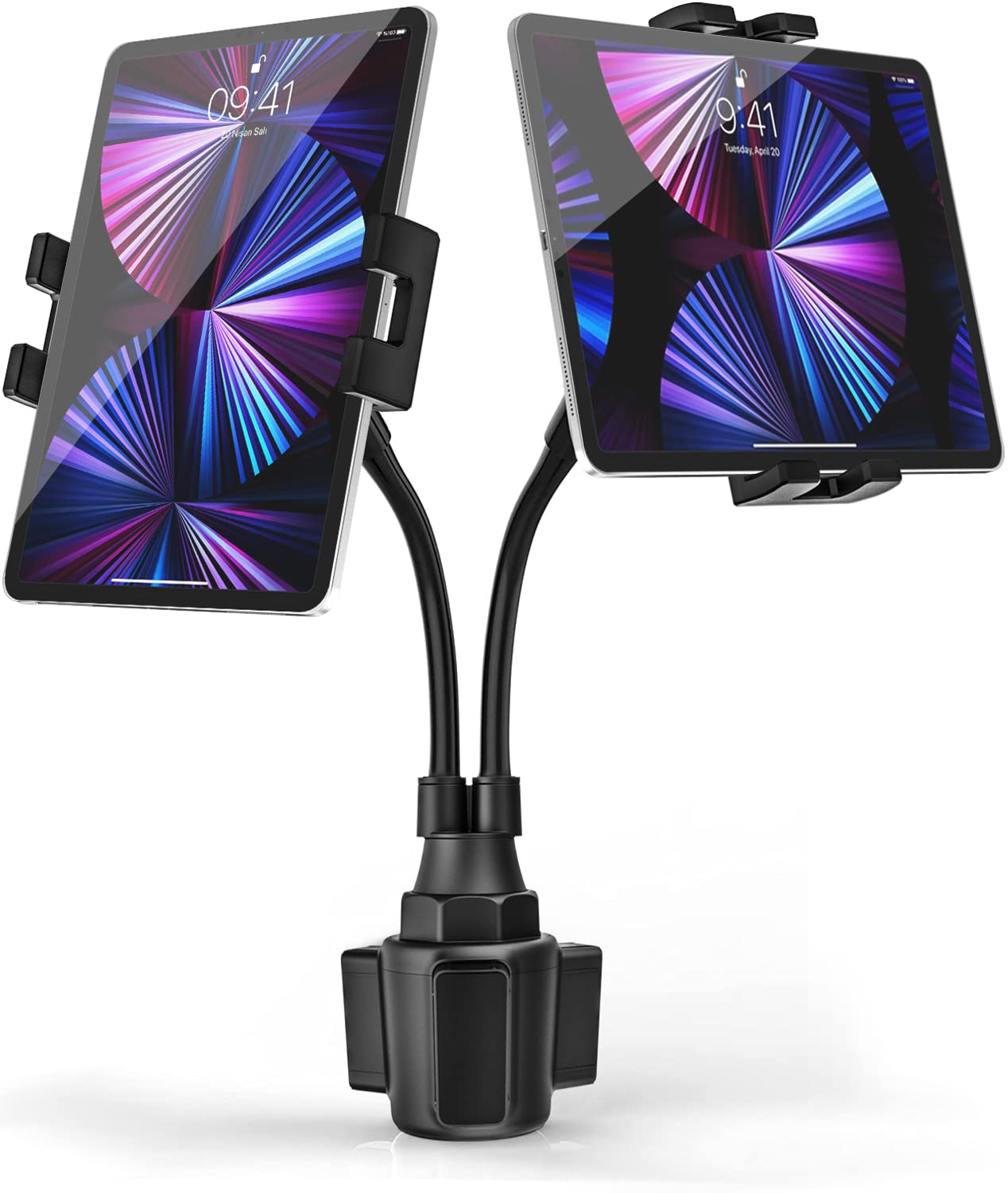 Phichy Dual Cup Holder Tablet Car Mount for 4.7
