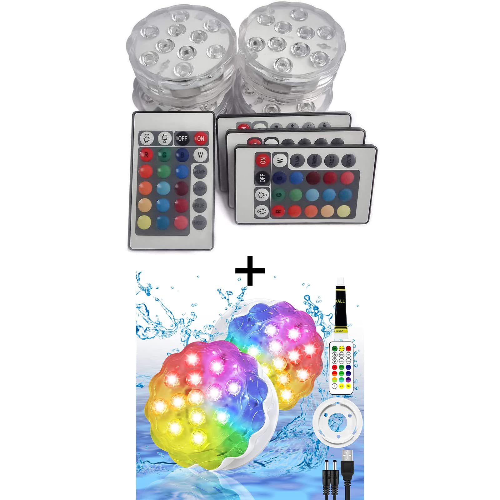 Creatrek 16 Color Changing LED Submersible Lights with Remote Control - Perfect for Pools, Fountains, and Aquariums