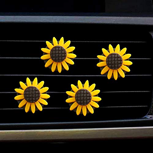 4 Pcs Metal Sunflower Car Air Vent Clips - Aromatherapy Car Freshener Holder for Auto AC Vents - Perfect for Home, Office & Travel Use