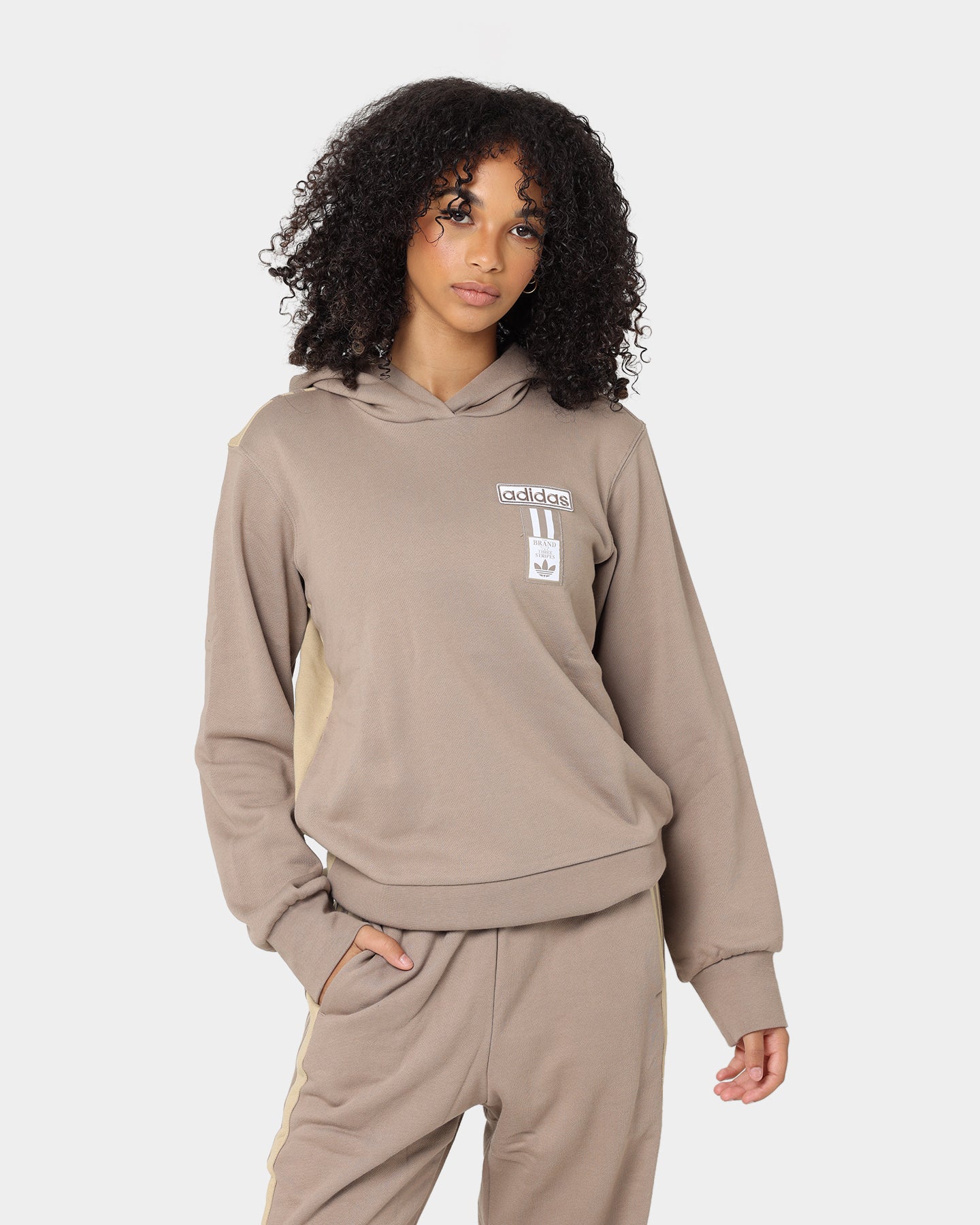 Adidas Women's Adibreak Hoodie - Brown/Beige | Comfortable Fleece Pullover for Casual Wear, Gym & Street Style | Perfect for Running, Yoga & Everyday Outfits