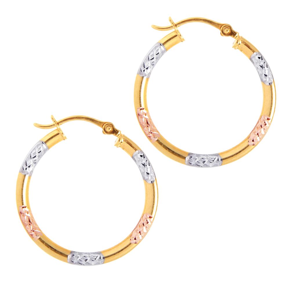 10K Gold Diamond Cut Hoop Earrings for Women - Elegant Dangle Huggie Earrings for Everyday Wear, Party & Wedding Jewelry Gift