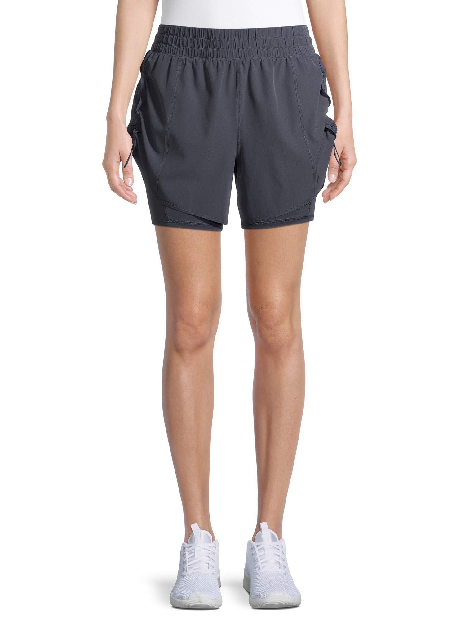 Avia Women's Running Shorts with Side Bungees - High Waist Athletic Shorts for Running, Yoga & Gym Workouts - Breathable Quick-Dry Activewear for Women