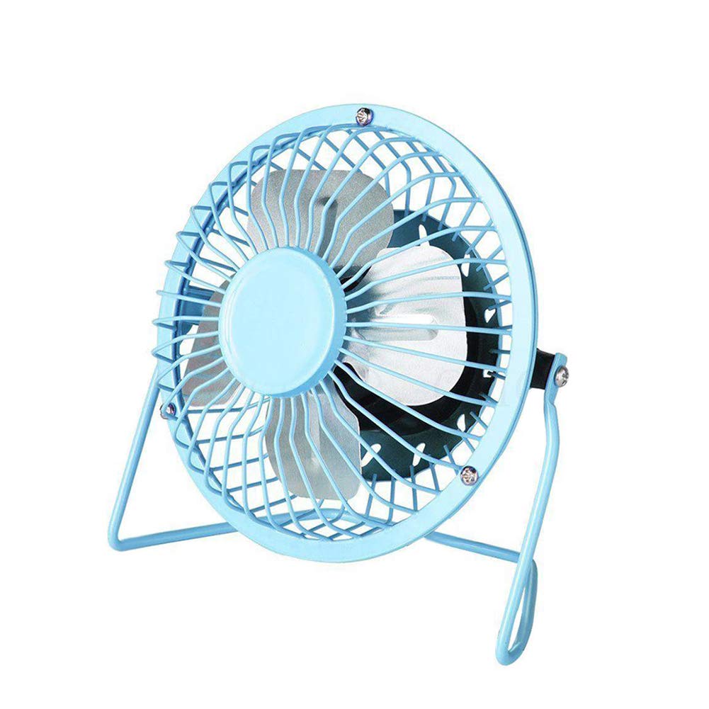 Portable USB Rechargeable Metal Quiet Cooling Fan - Blue | Personal Desk Fan for Home, Office & Travel | Stay Cool Anywhere