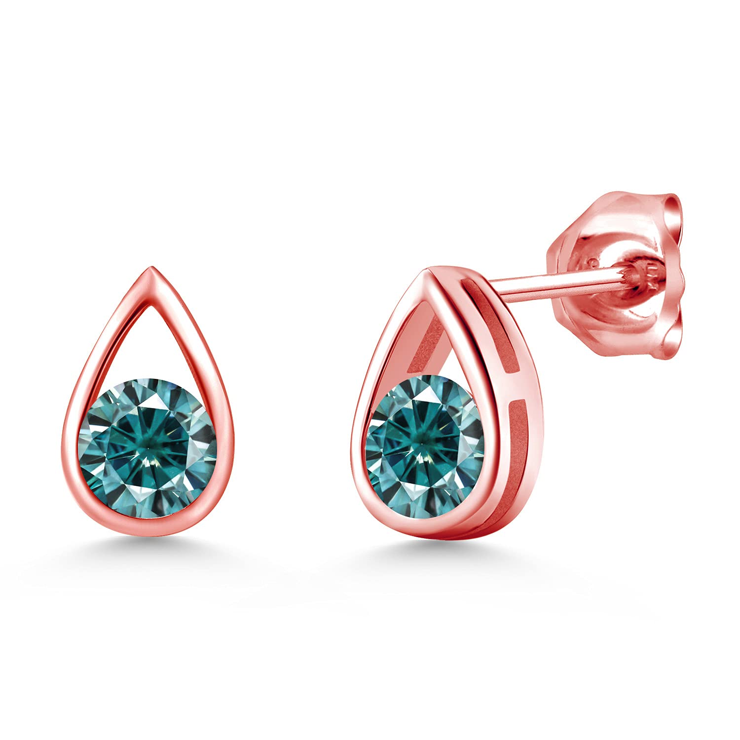 Gem Stone King Teardrop Stud Earrings for Women & Men - 18K Rose Gold Plated Sterling Silver - 5mm Round Cut Birthstone Jewelry - Perfect Gift for Mom, Wife, Her | Elegant Everyday Wear & Special Occasion Jewelry