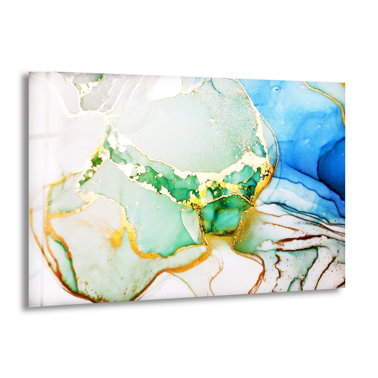 Blue Geode Alcohol Ink Art Glass Wall Decor - Handmade Abstract Art for Living Room, Bedroom & Office
