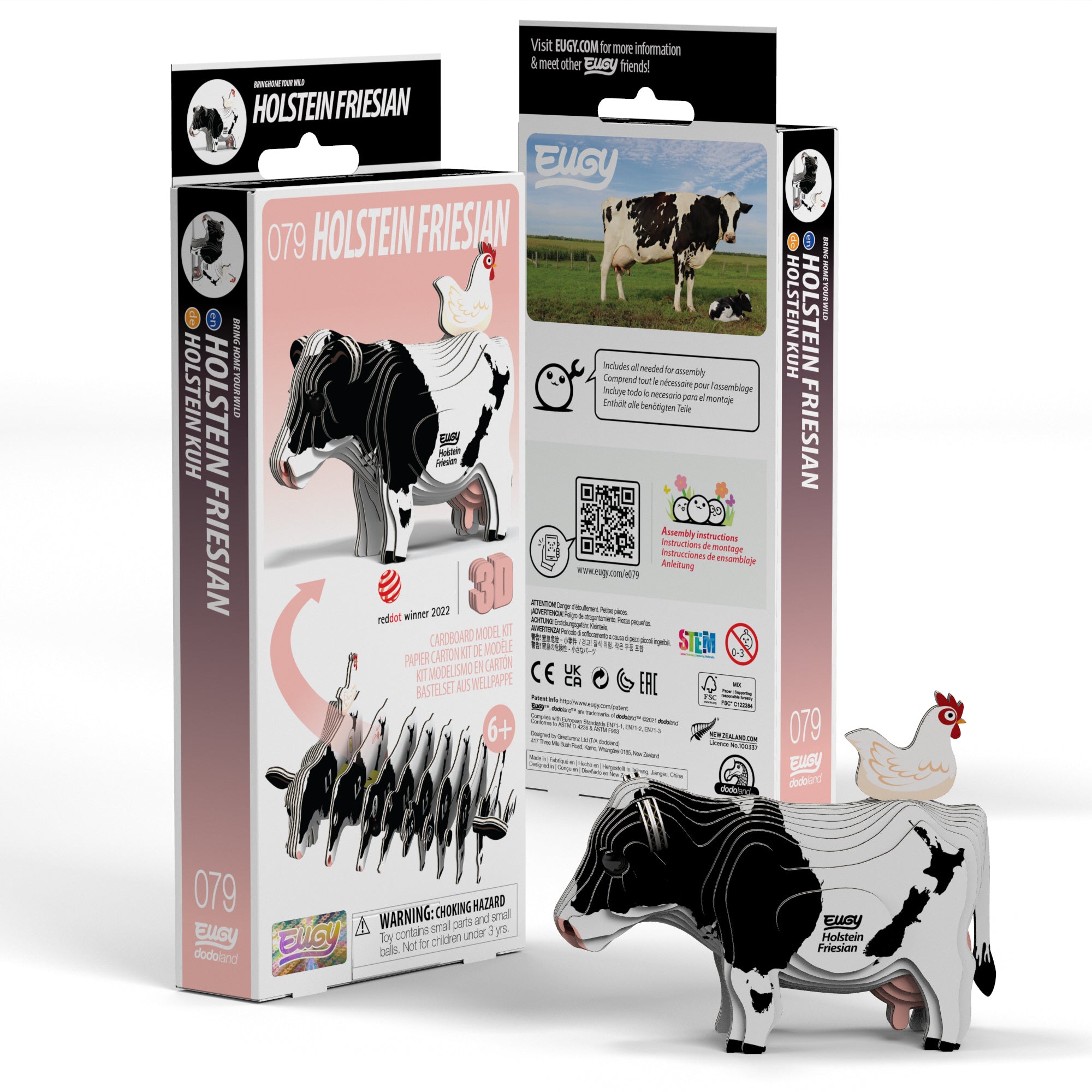 EUGY Holstein Friesian Cow 3D Puzzle - DIY Educational Toy for Kids & Adults - Fun Animal Model Building Kit for Home Decor, STEM Learning & Gift Giving