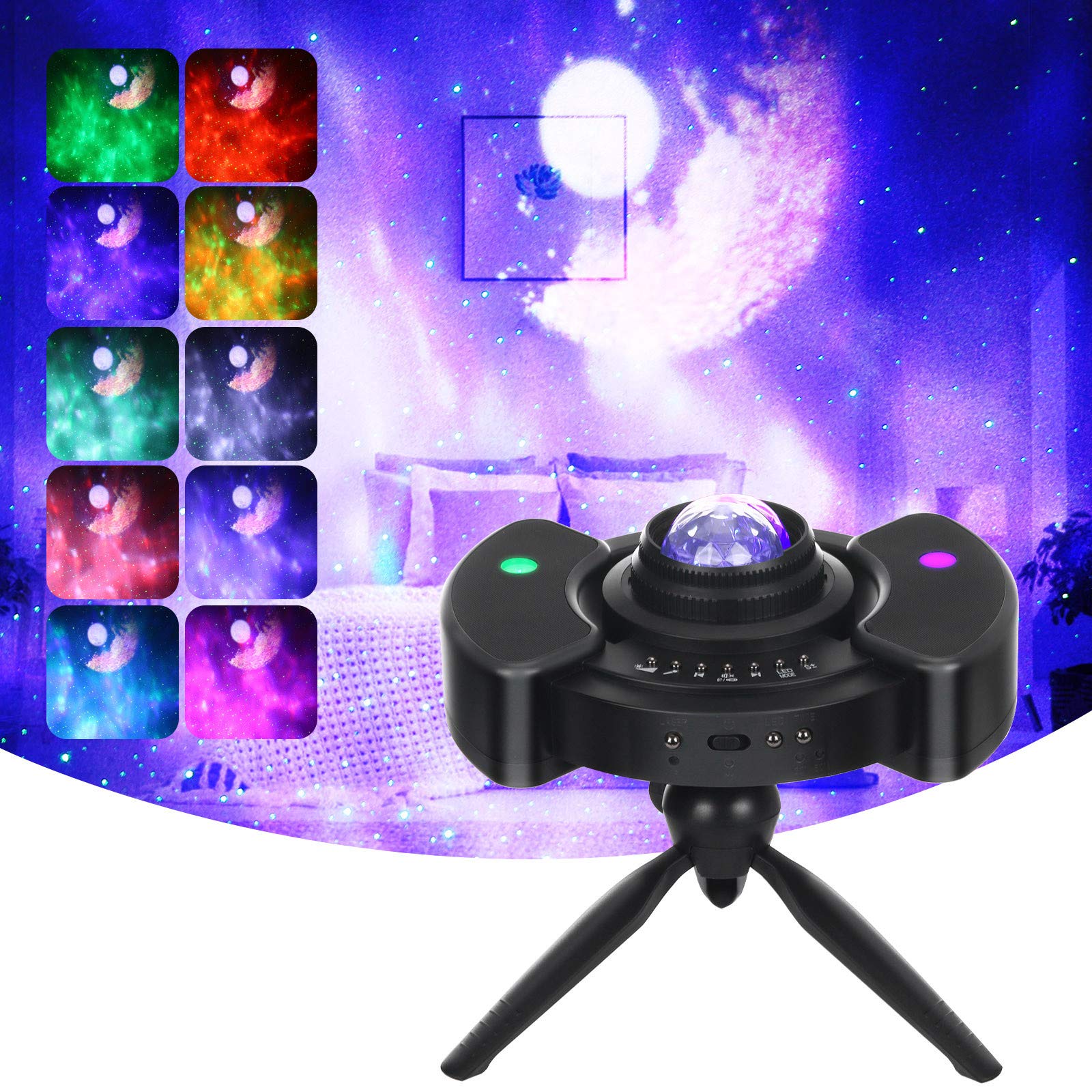 Adjustable Galaxy LED Night Light Projector with Bamboo Stand - Starry Sky Projector for Bedroom, Nursery, Kids Room & Home Decor (Black) | Creates Relaxing Ambiance for Sleep, Meditation & Romantic Nights
