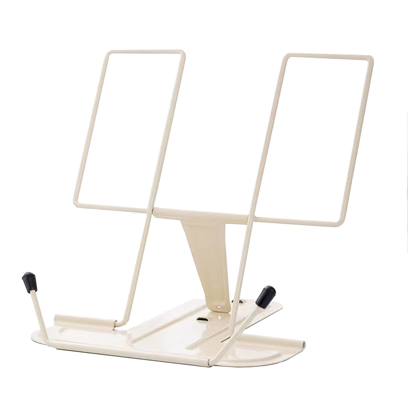 Adjustable Metal Book Stand for Desk - Sturdy Reading Rack & Book Holder (Beige) | Perfect for Office, Study, Library & Reading in Bed