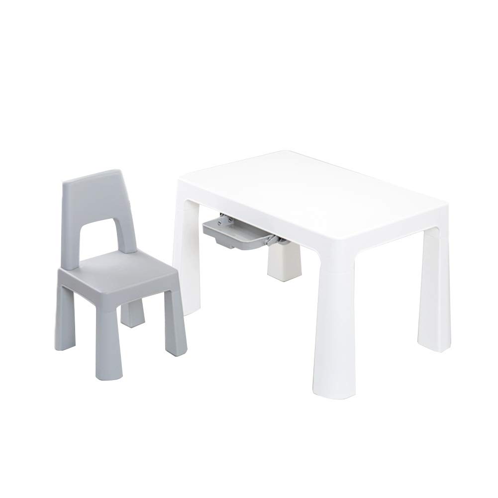 LIANGJUN Kids Table and Chair Set - Durable Writing Desk with Stool for Children, Toddlers, Kindergarten - Easy to Clean, Strong Bearing, 3 Color Options (Gray) - Perfect for Playroom, Bedroom, Homeschooling & Arts & Crafts
