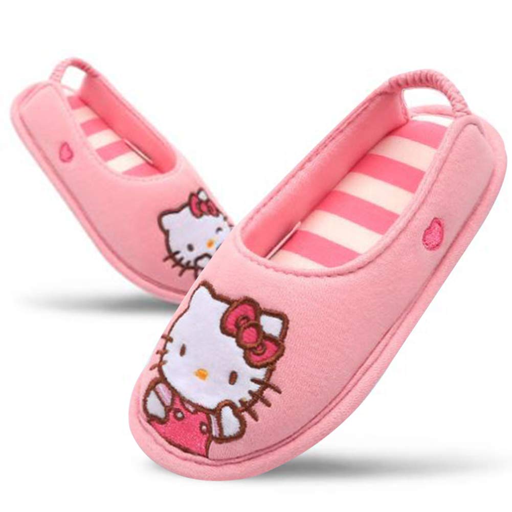 JOAH Store Hello Kitty Girls Pink Slippers - Soft Plush Indoor House Shoes for Kids | Cute Kawaii Bedroom Slippers for Girls, Comfortable Non-Slip Home Footwear (Great Gift for Birthday, Christmas) | Perfect for Sleepovers, Lounge Wear & Cozy Nights