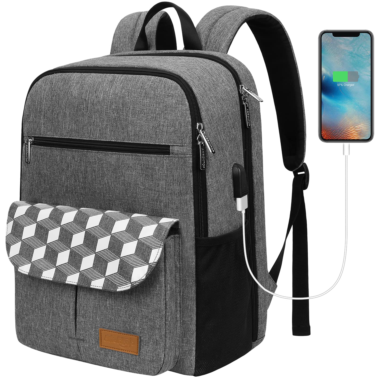 Stylish 15.6 Inch USB Charging Laptop Backpack for Women & Men - Anti-Theft Waterproof Travel Bag, Durable School & Work Backpack - Perfect for Commuting, College, Business Trips & Daily Use