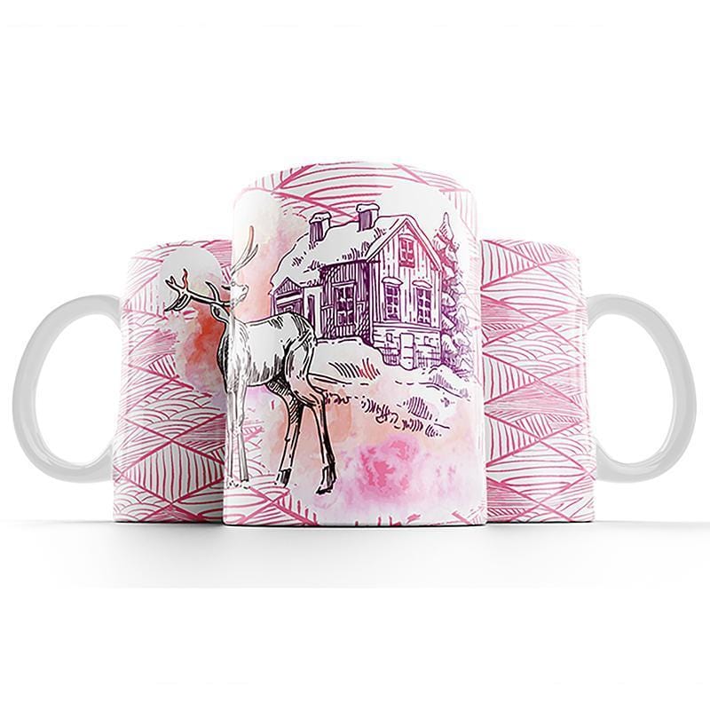 Deer Art Ceramic Coffee Mug - Hand-Painted Deer Design, 12oz Insulated Tea Cup for Home & Office Use - Perfect Gift for Nature Lovers, Camping & Cabin Decor