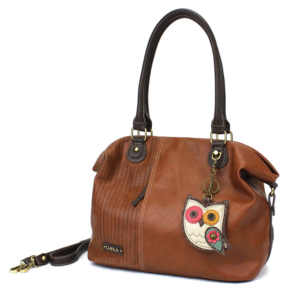 CHALA Women's Laser Cut Crossbody Shoulder Bag - Faux Leather Tote Purse in Brown | Stylish Handbag for Work, Travel & Everyday Use