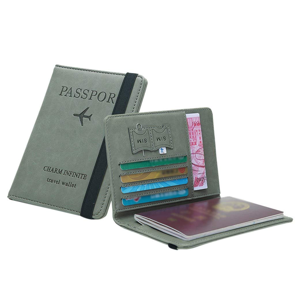 RUIVE Neutral Multi-Purpose Travel Passport Wallet - Tri-fold Document Organizer with Money Holder (Green, One Size) - Perfect for International Travel, Business Trips & Airport Security