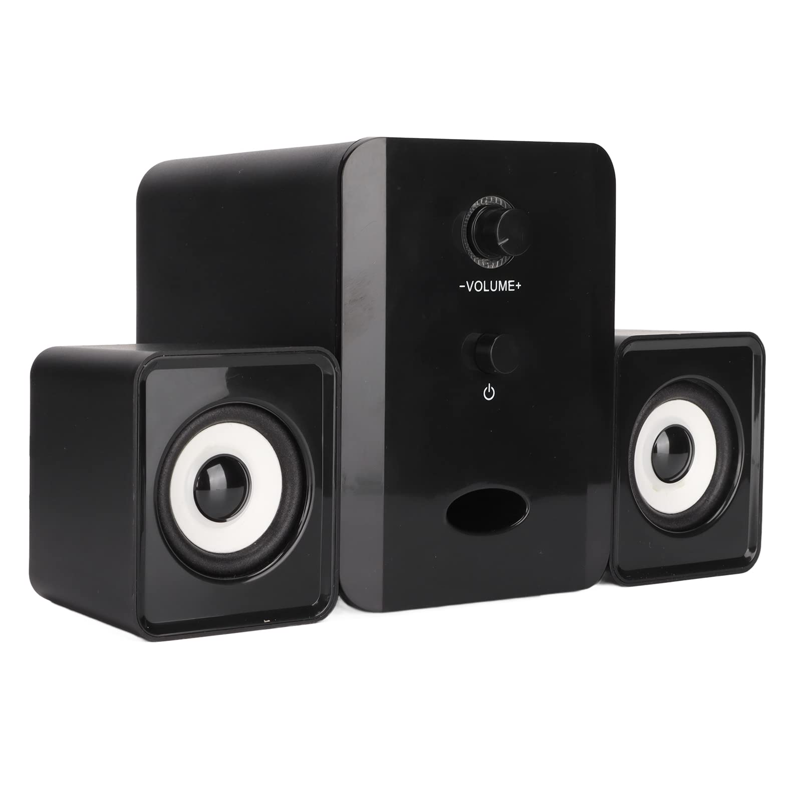 Heayzoki USB Powered Desktop Speakers with Subwoofer, Stylish Mini Gaming Speakers for PC, Laptop, Tablet – Perfect for Home Office, Gaming, and Multimedia (Glare Version Black)
