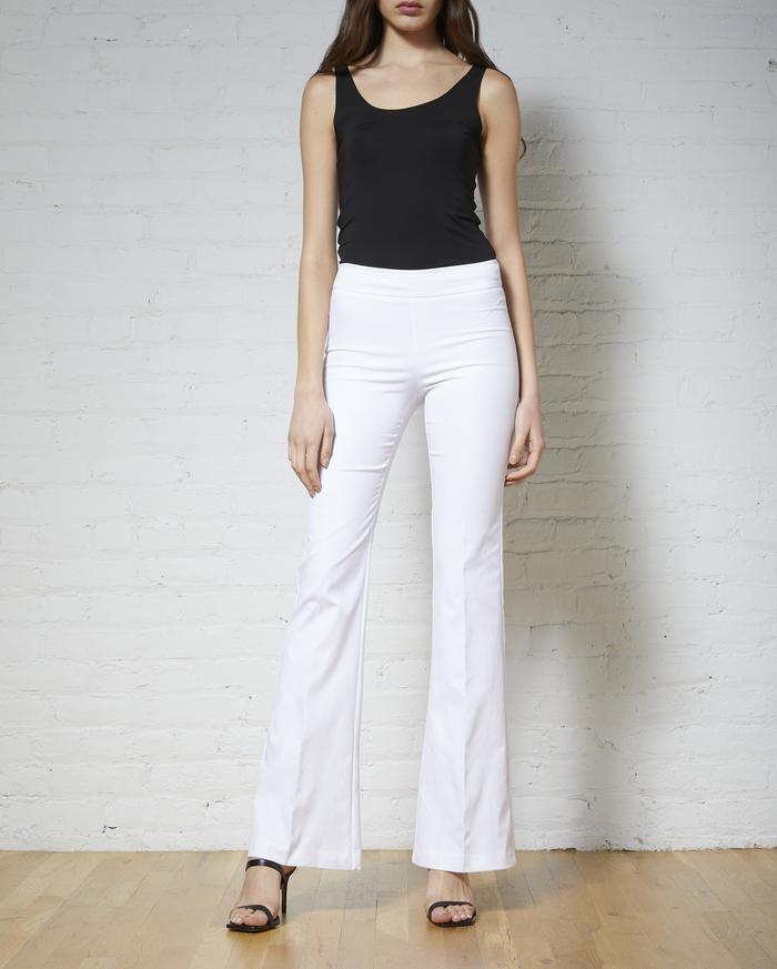 Bellini Women's White High-Waisted Palazzo Pants - Soft Stretch Wide Leg Trousers for Work, Office & Casual Wear