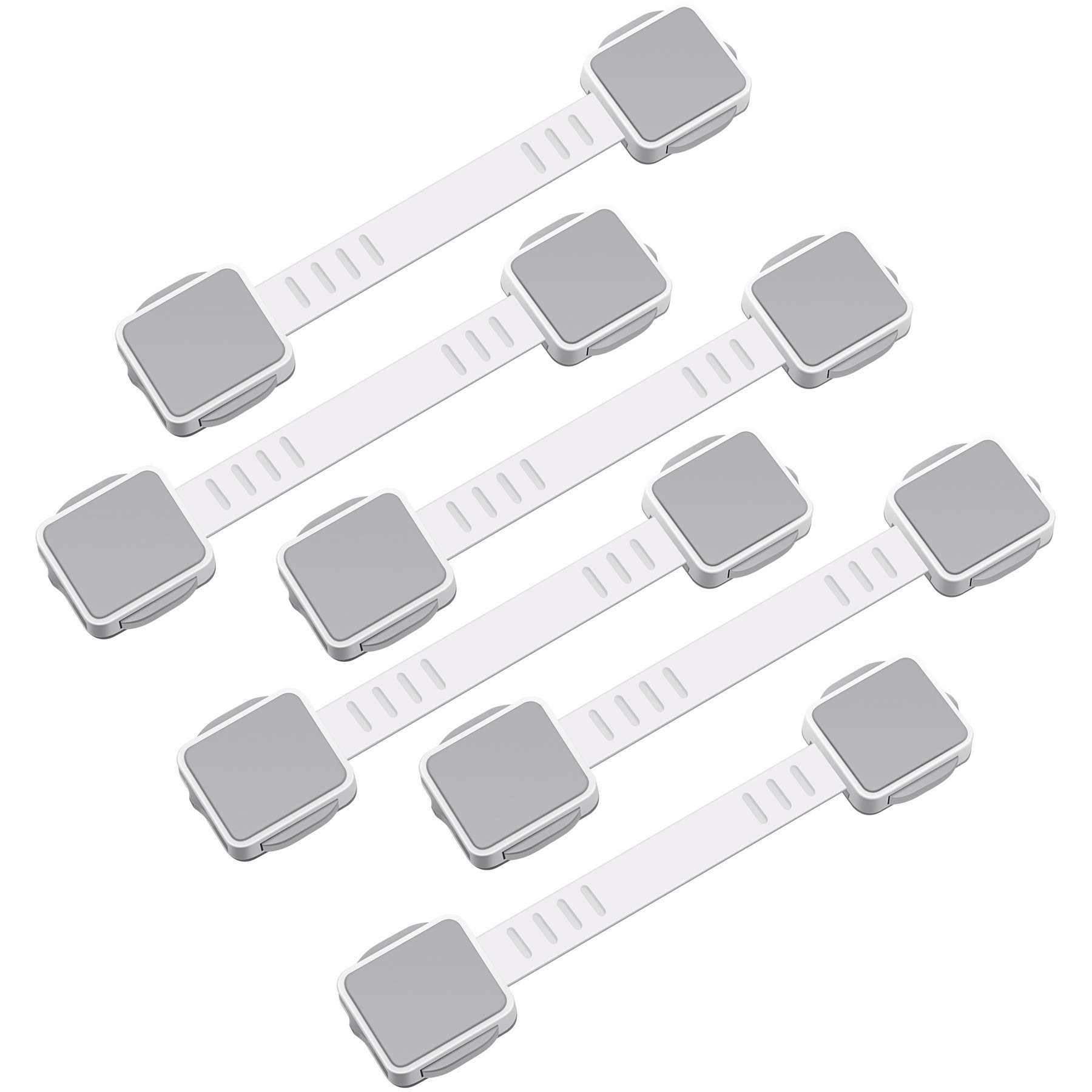 Child Safety Cabinet Locks (6 Pack) - Adjustable No Drill Baby Proofing Locks for Cabinets, Doors, Drawers, Oven, Fridge & Toilet Seat - Secure Your Home & Protect Toddlers from Hazards - Perfect for Kitchen, Bathroom & Nursery Safety
