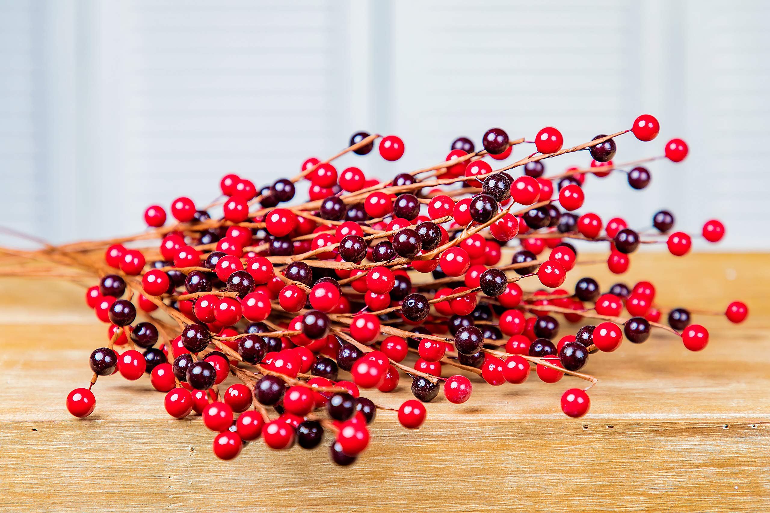 Artificial Red Cranberries Berry Sprays - 12 Pack Handmade Wrapped Stems for Home, Wedding, Christmas & Indoor Decor - Perfect for Centerpieces, Wreaths, and Holiday Displays