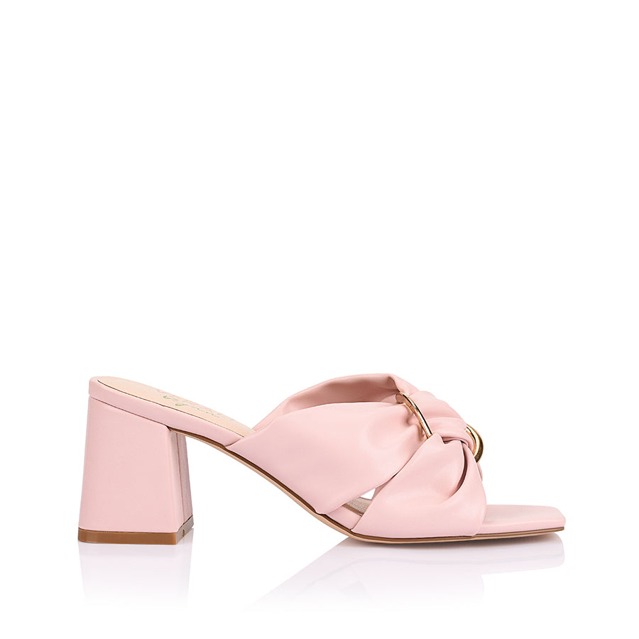 Stamos Block Heel Mules for Women - Comfortable Blush Pink Slip-On Shoes | Perfect for Office, Date Night & Casual Outings