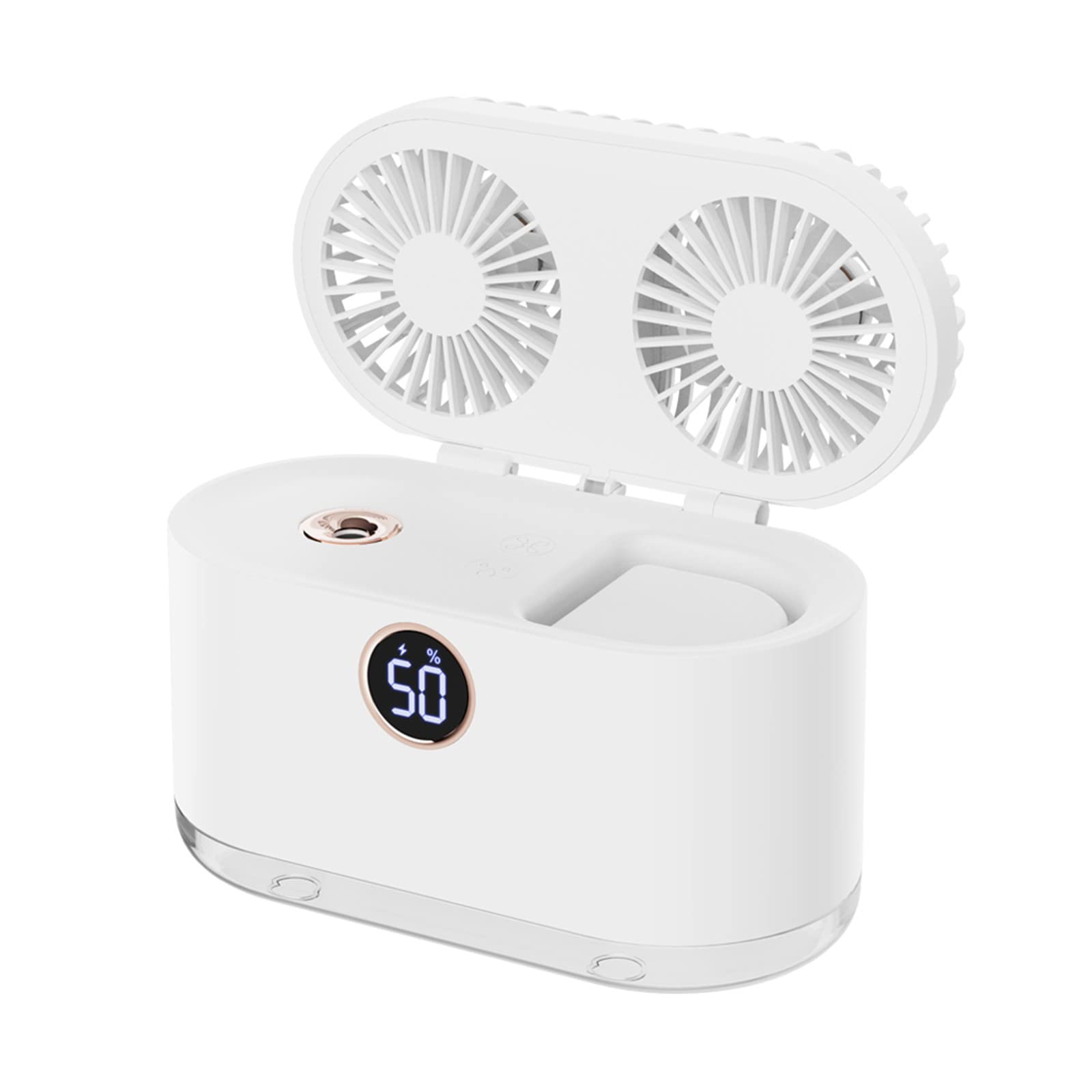 Solar-Powered Garden Decor Statues with Dual-Head Misting Fan, Mini AC, LED Night Light & Humidifier - Smart Digital Display for Outdoor Cooling & Decor | Perfect for Patio, Yard, and Poolside Relaxation