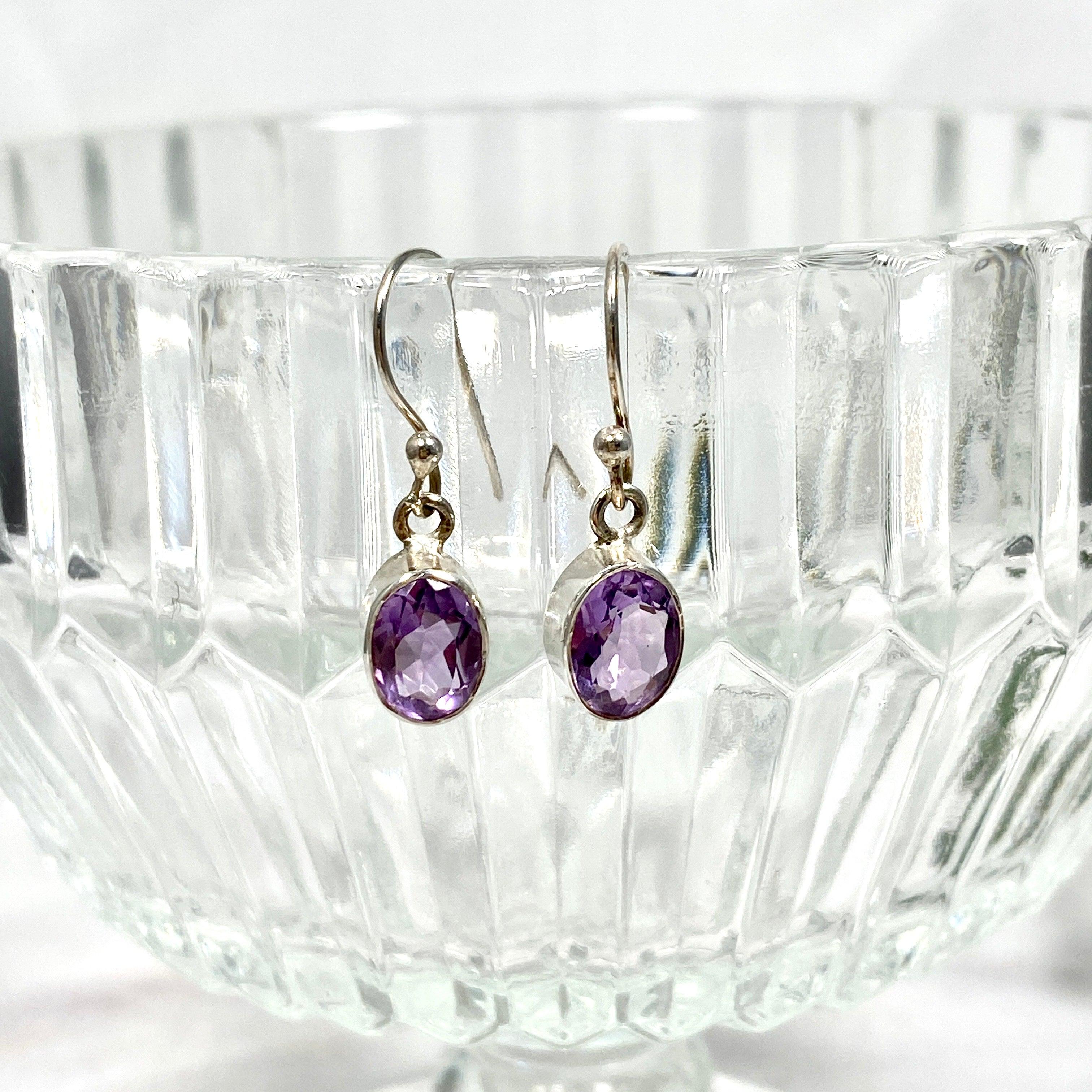 Amethyst Petite Oval Faceted Earrings R2363 AMO – Elegant Purple Gemstone Jewelry for Women, Perfect for Parties, Weddings & Daily Wear