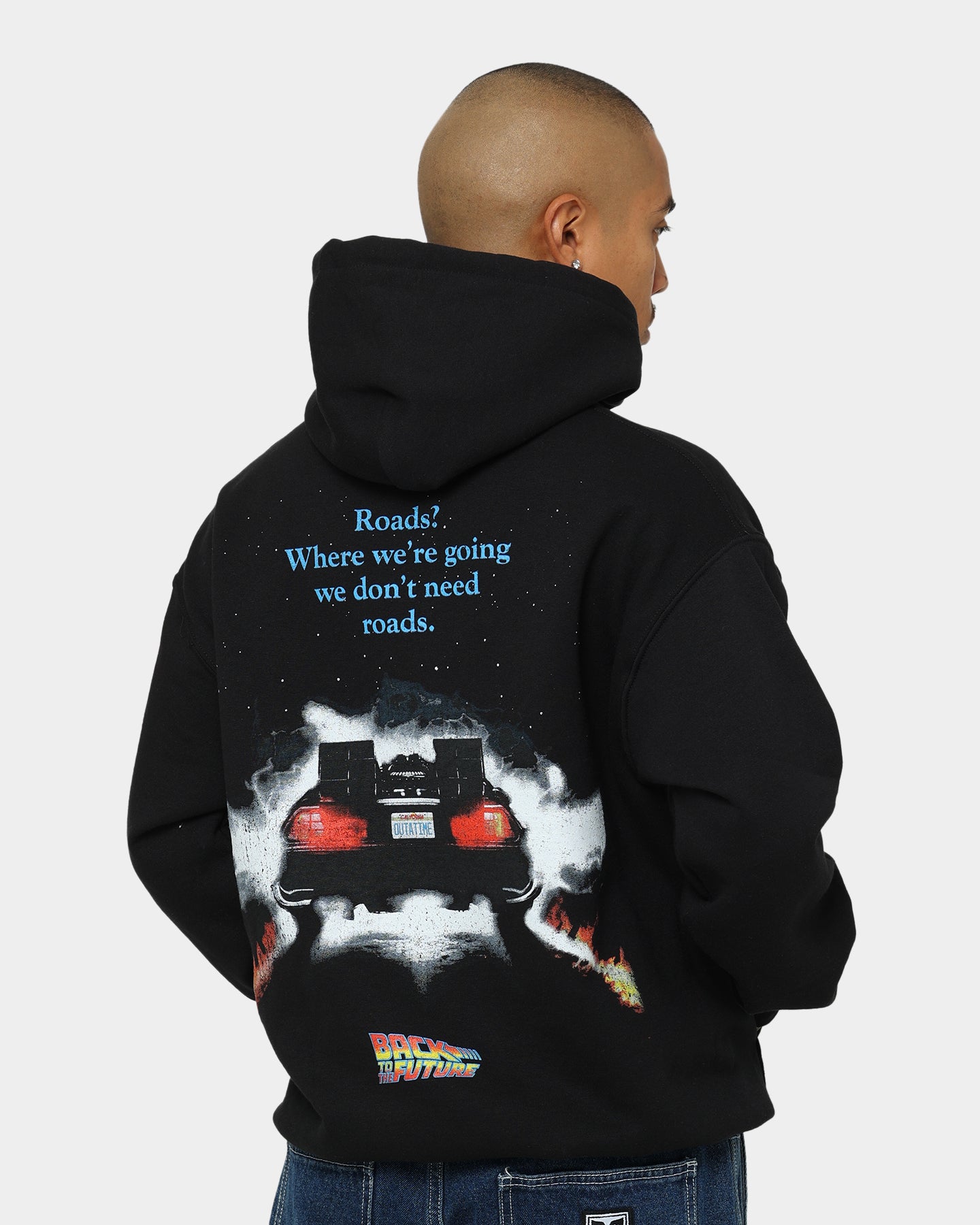 Back To The Future 1 Hoodie - American Thrift Official Merchandise - Black Pullover Sweatshirt - Perfect for Cosplay, Movie Nights & 80s Retro Fashion