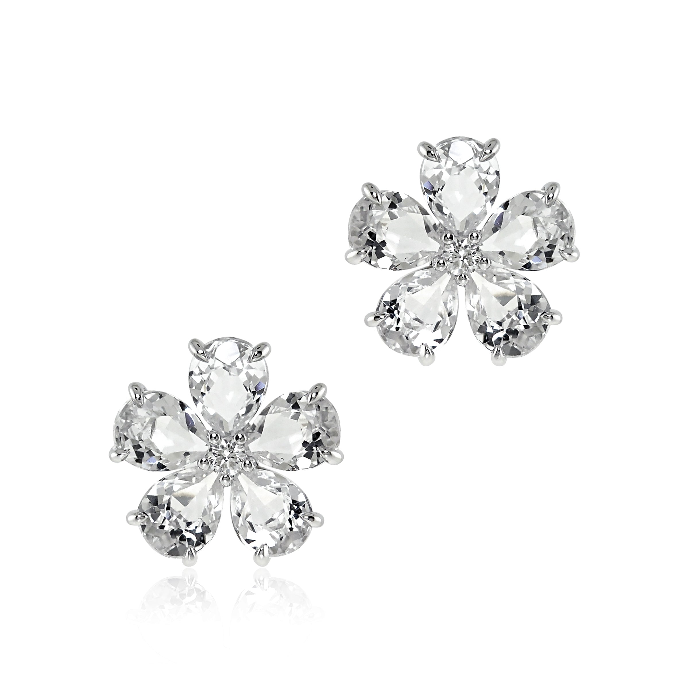 Elegant White Topaz & Diamond Forget Me Not Earrings - Perfect for Weddings, Anniversaries & Romantic Gifts