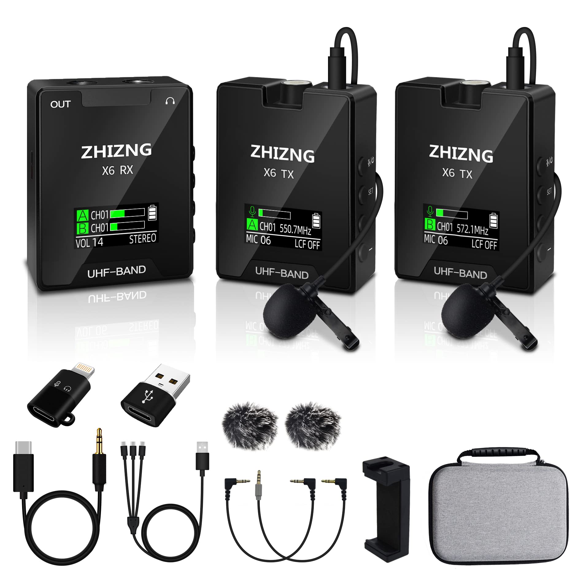 Professional UHF Wireless Lavalier Microphone System - Dual Lapel Mic for iPhone, Smartphone, DSLR Camera - Perfect for YouTube Videos, Facebook Live, TikTok, Teaching, Conferences & Online Meetings - Crystal Clear Audio for Content Creators, Vloggers & Presenters