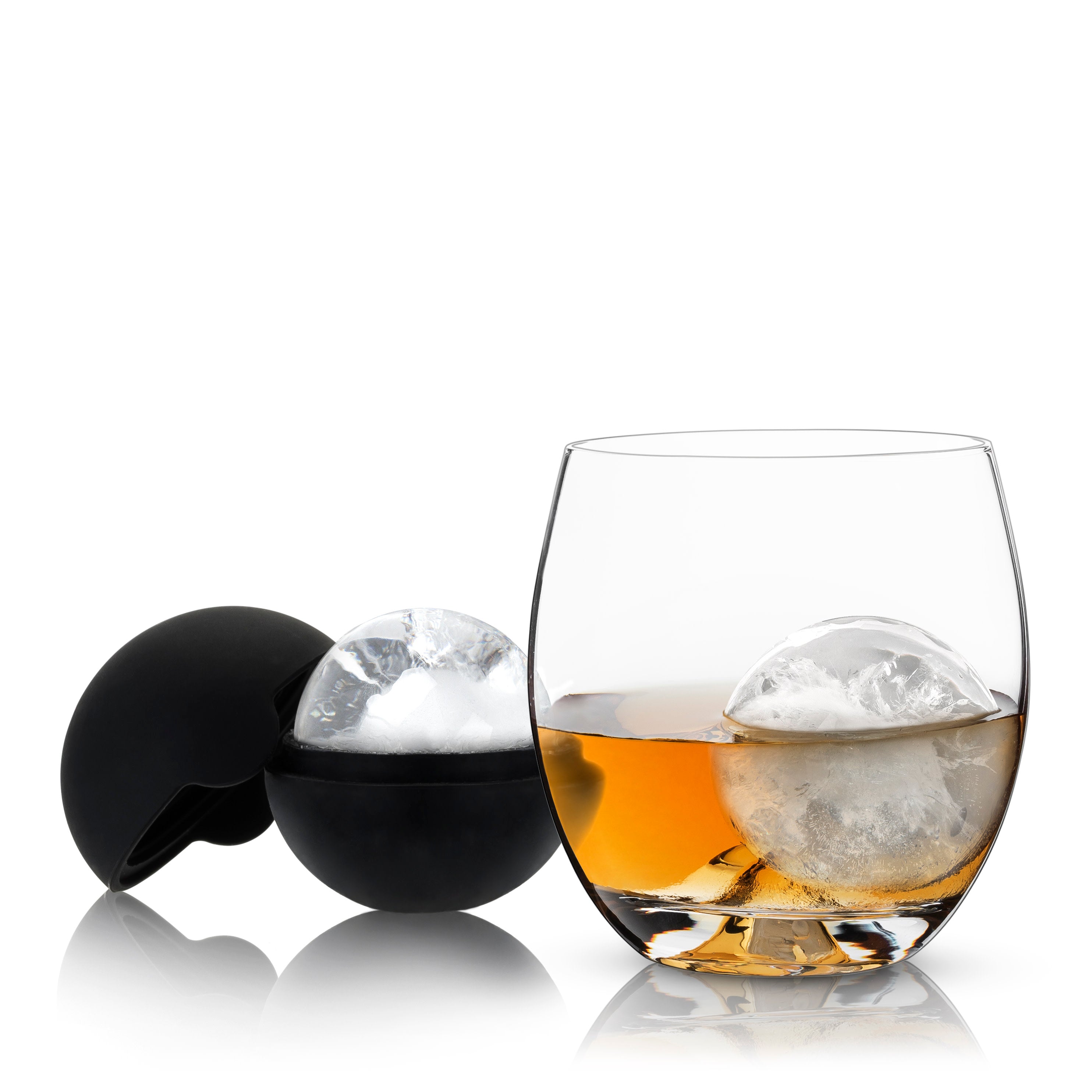 Premium 4-Piece Ice Sphere Mold & Crystal Tumbler Set - Perfect for Whiskey, Cocktails & Home Bar Entertaining