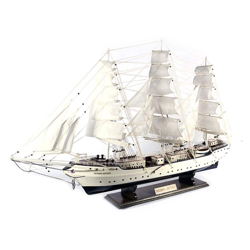 JHSHENGSHI Wooden Sailboat Model - Swan Sailing Ship Diecast Collectible, 31.5 x 20.5 Inch Handcrafted Display Piece for Adults, Perfect Home Office Decor & Unique Gift Idea for Sailors & Collectors