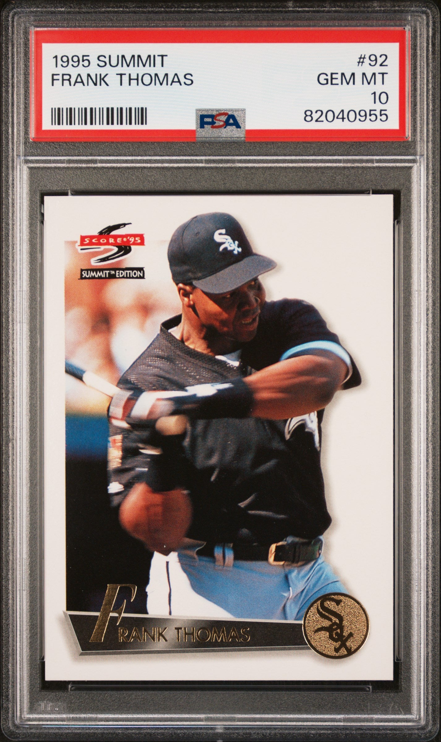 1995 Summit Frank Thomas #92 PSA 10 Graded Baseball Card - Perfect for Collectors & Sports Memorabilia Fans - Ideal for Display, Investment & Gifting