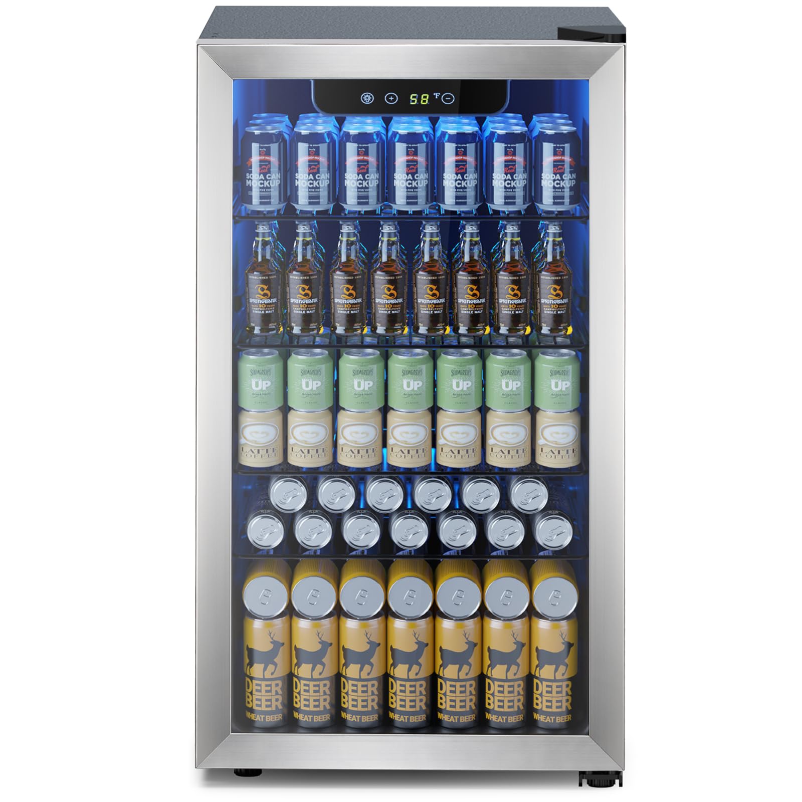 130 Can Mini Fridge Beverage Cooler - 3.2 Cu.Ft Compact Refrigerator for Soda, Beer & Wine with Digital Temperature Control - Perfect for Home, Dorm, Office & Bar - Ideal for Bedrooms, Game Rooms, Man Caves and Small Spaces
