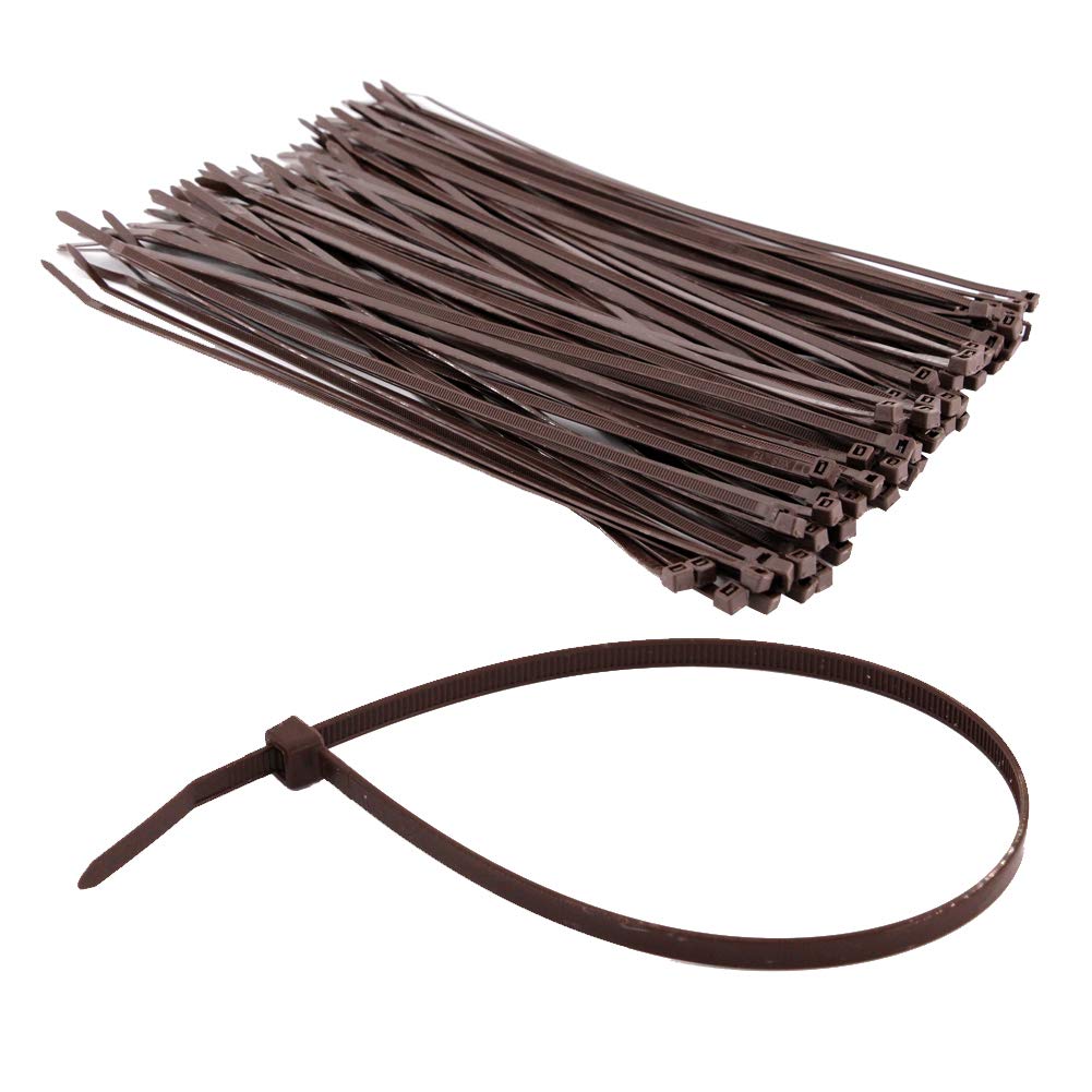 Heavy Duty 12 Inch Brown Zip Ties - 100 Pack Wood Color Cable Ties with 50 LBS Strength for Gardening, Plants, Outdoor & DIY Projects - Secure Wires, Bundles & Hand Tools