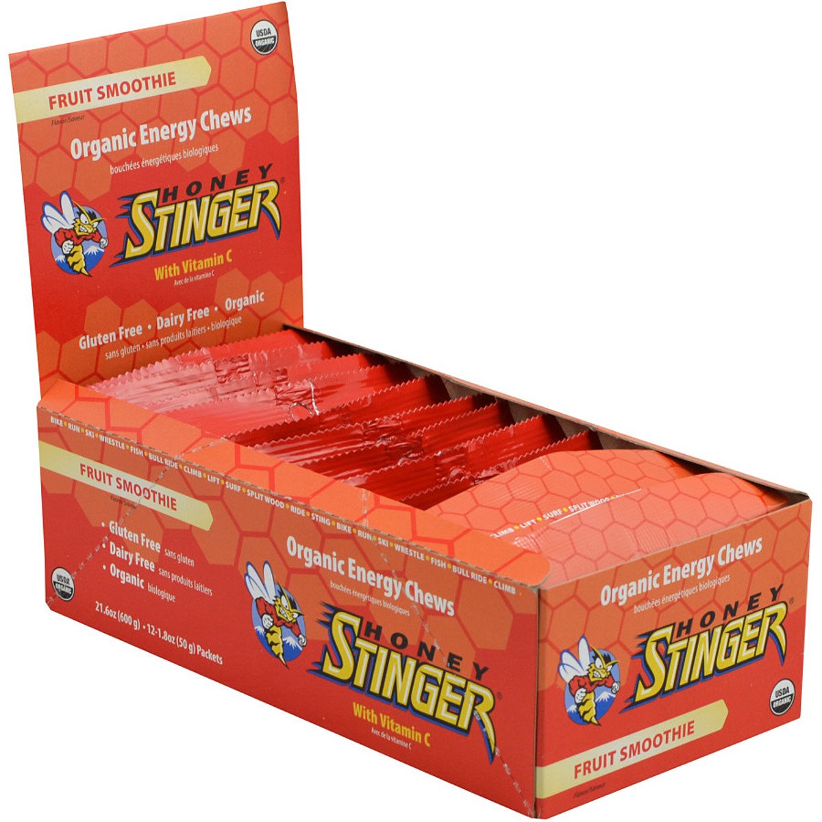 Honey Stinger Organic Fruit Smoothie Energy Chews - 12 Pack (1.8Oz Each) - Natural Sports Nutrition for Cycling, Running & Outdoor Activities