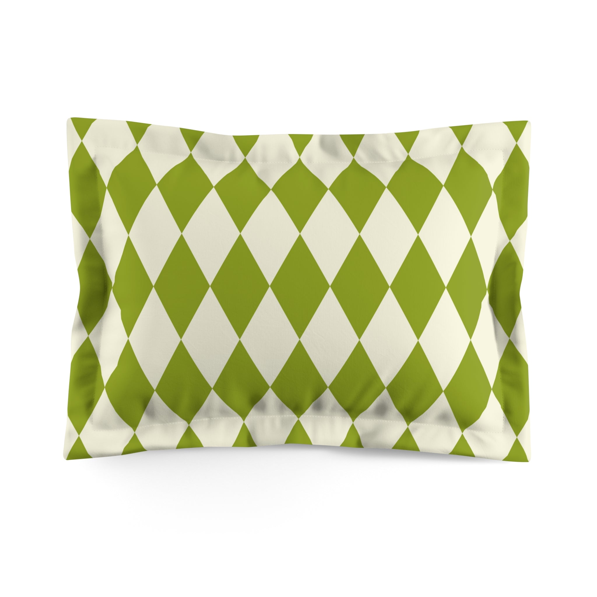 Premium Microfiber Harlequin Green Off-White Pillow Sham Set - Soft Bedding Cover for Standard Size Pillows - Perfect for Modern Bedroom Decor & Guest Room Styling