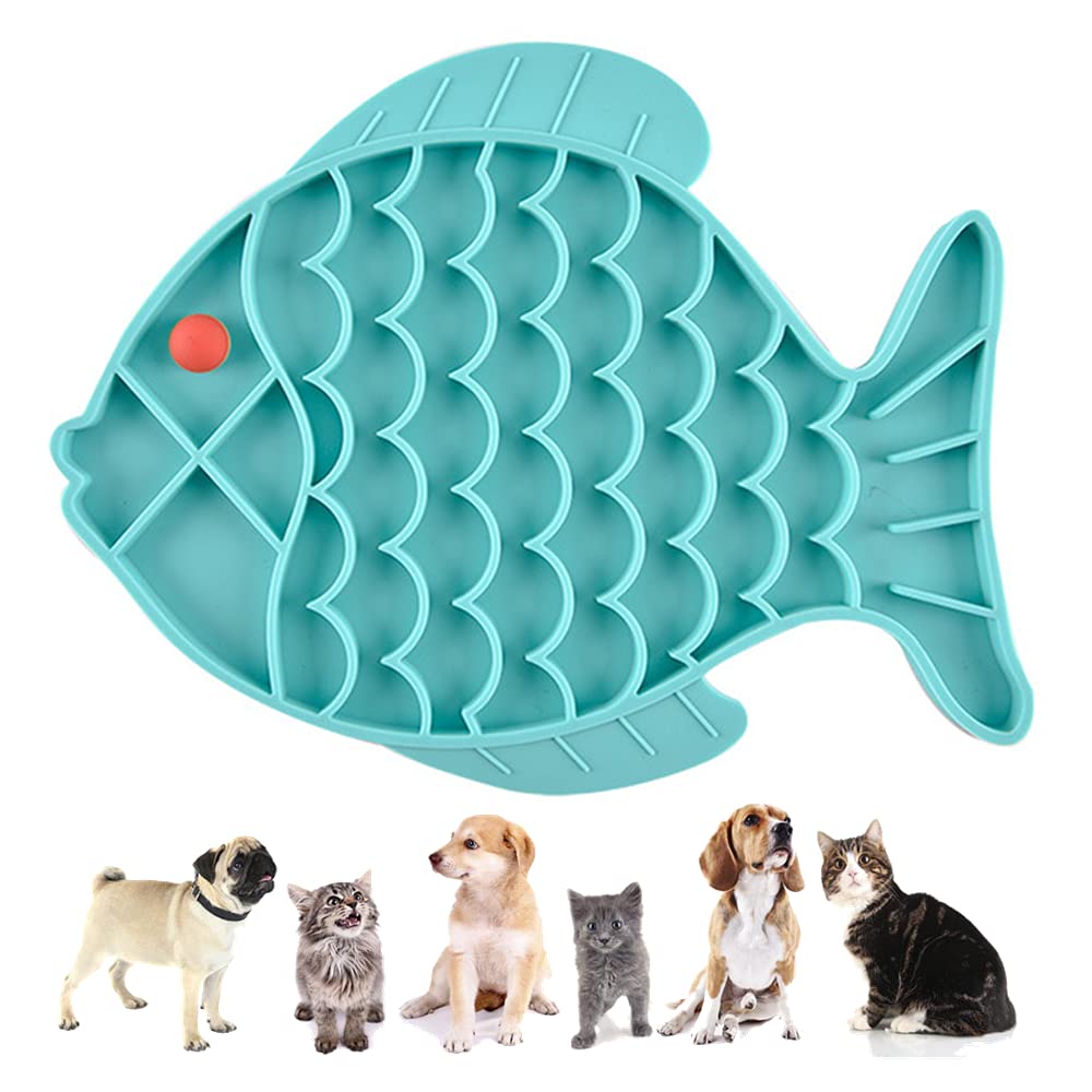 Slow Feeder Cat Bowl - Fish Shaped Silicone Puzzle Feeder for Kittens | Interactive Cat Food Bowl to Prevent Gulping & Aid Digestion | Fun Feeding Solution for Cats & Dogs with Anxiety | Perfect for Mealtime Enrichment and Portion Control