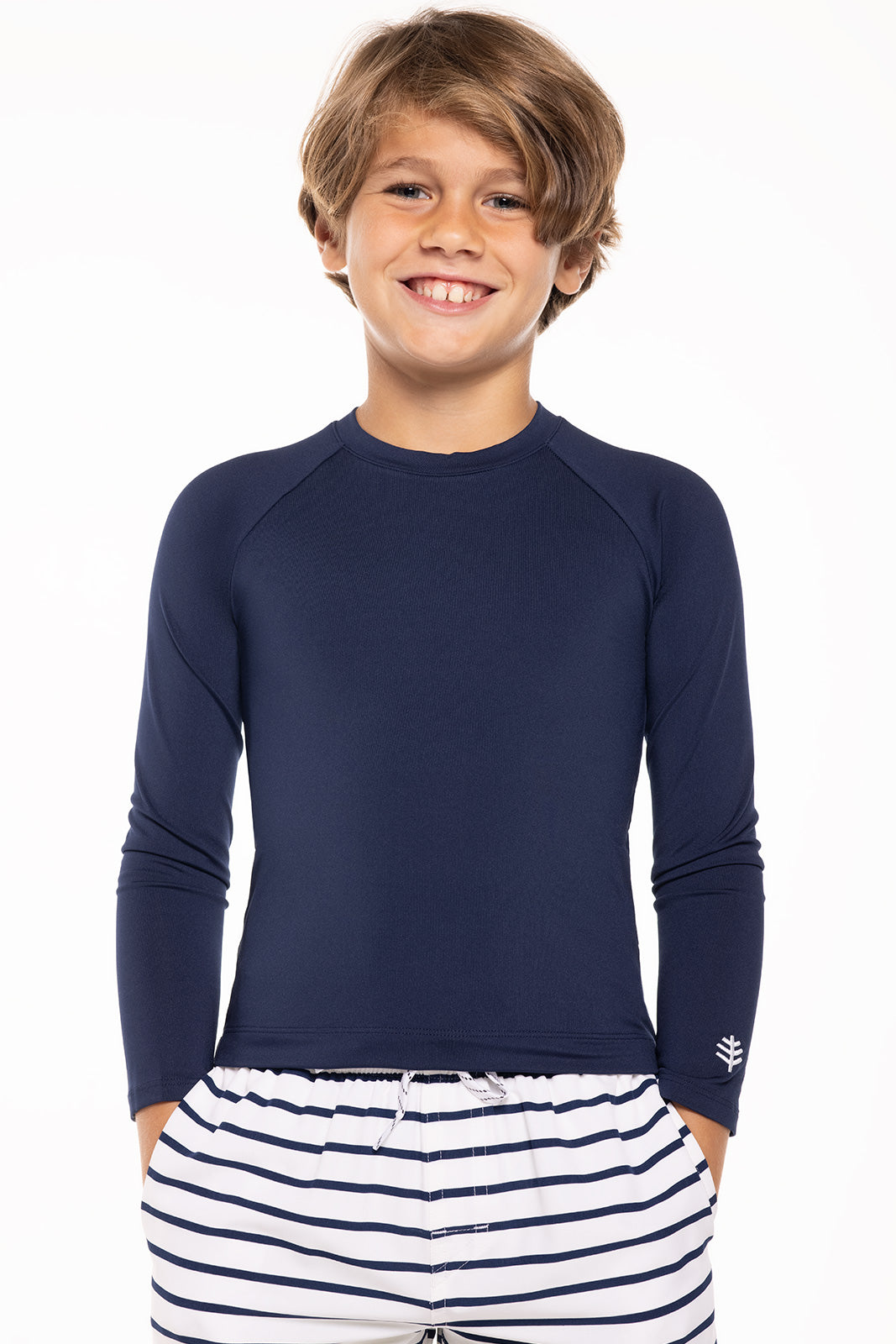 Kids Sandshark Long Sleeve Rash Guard Shirt - UPF 50+ Sun Protection for Boys & Girls | Navy Blue | Perfect for Surfing, Swimming & Beach Activities