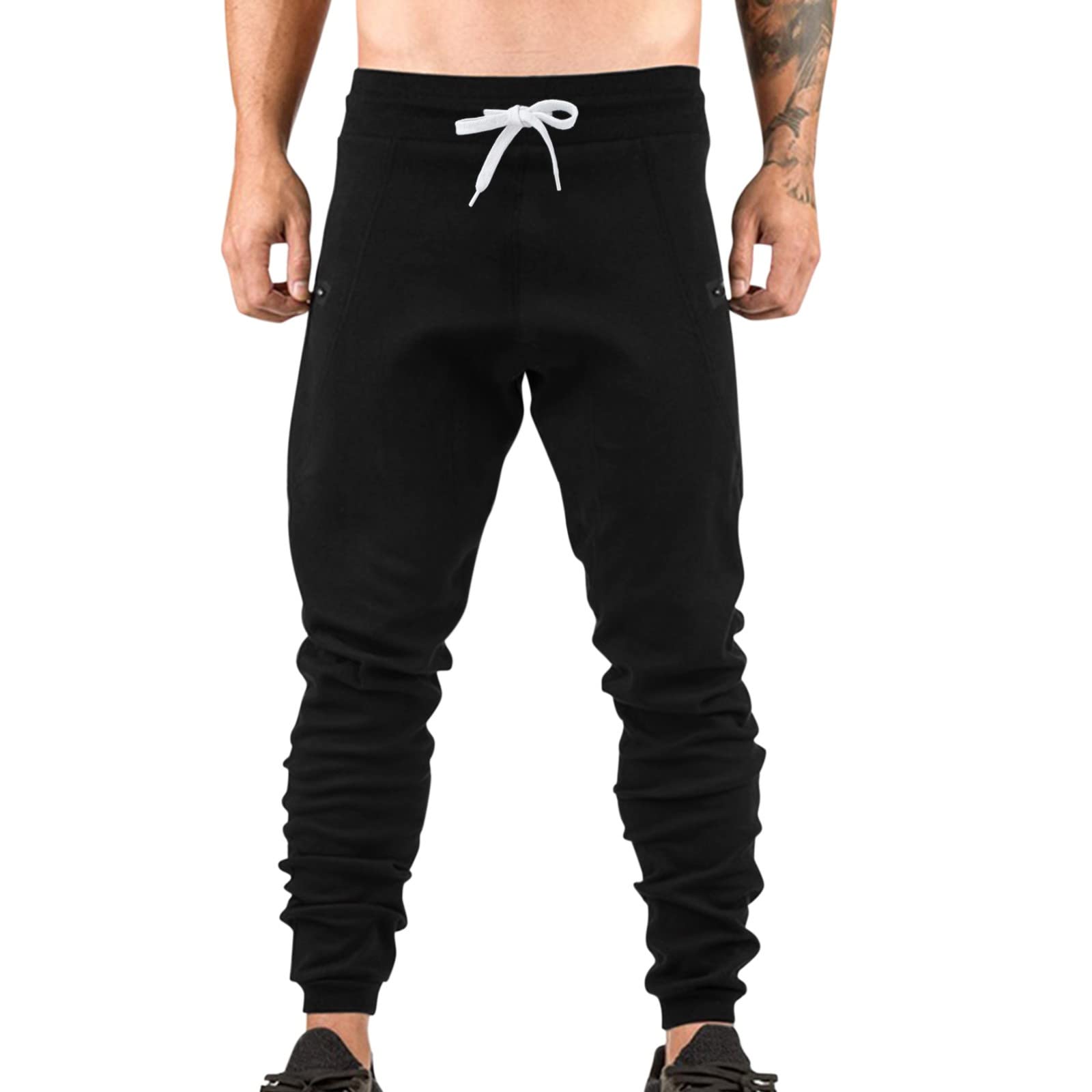 Men's Slim Fit Jogger Sweatpants with Zipper Pockets - Breathable Athletic Running Pants for Gym, Workout & Casual Streetwear