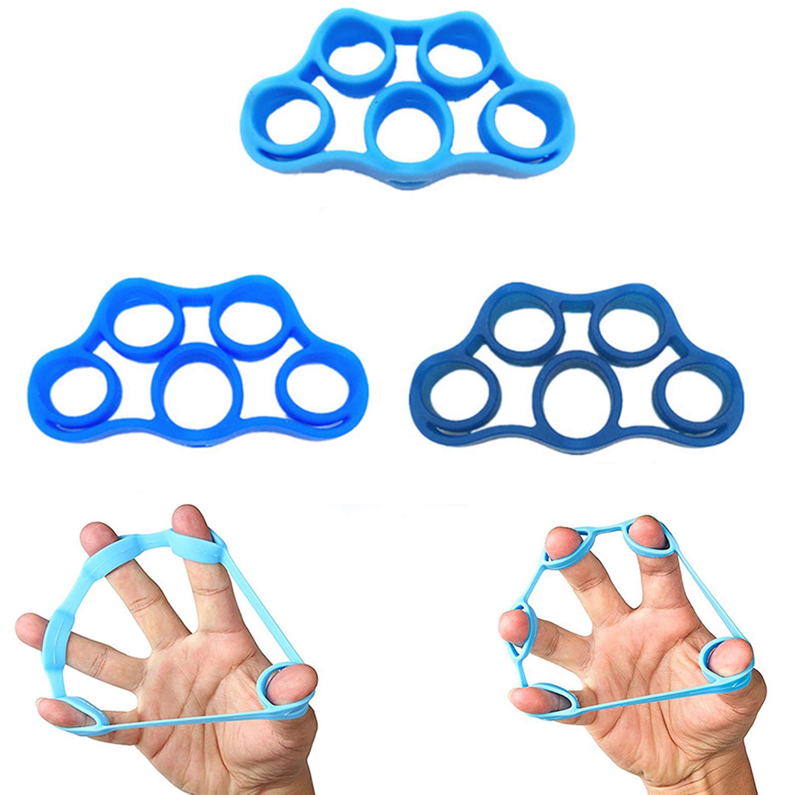 Cosylive Finger Stretcher & Hand Resistance Bands Set - Hand Extensor Exerciser for Finger Strength Training, Arthritis & Carpal Tunnel Relief - Perfect for Guitar Players, Rock Climbing & Physical Therapy (3-Piece Set)