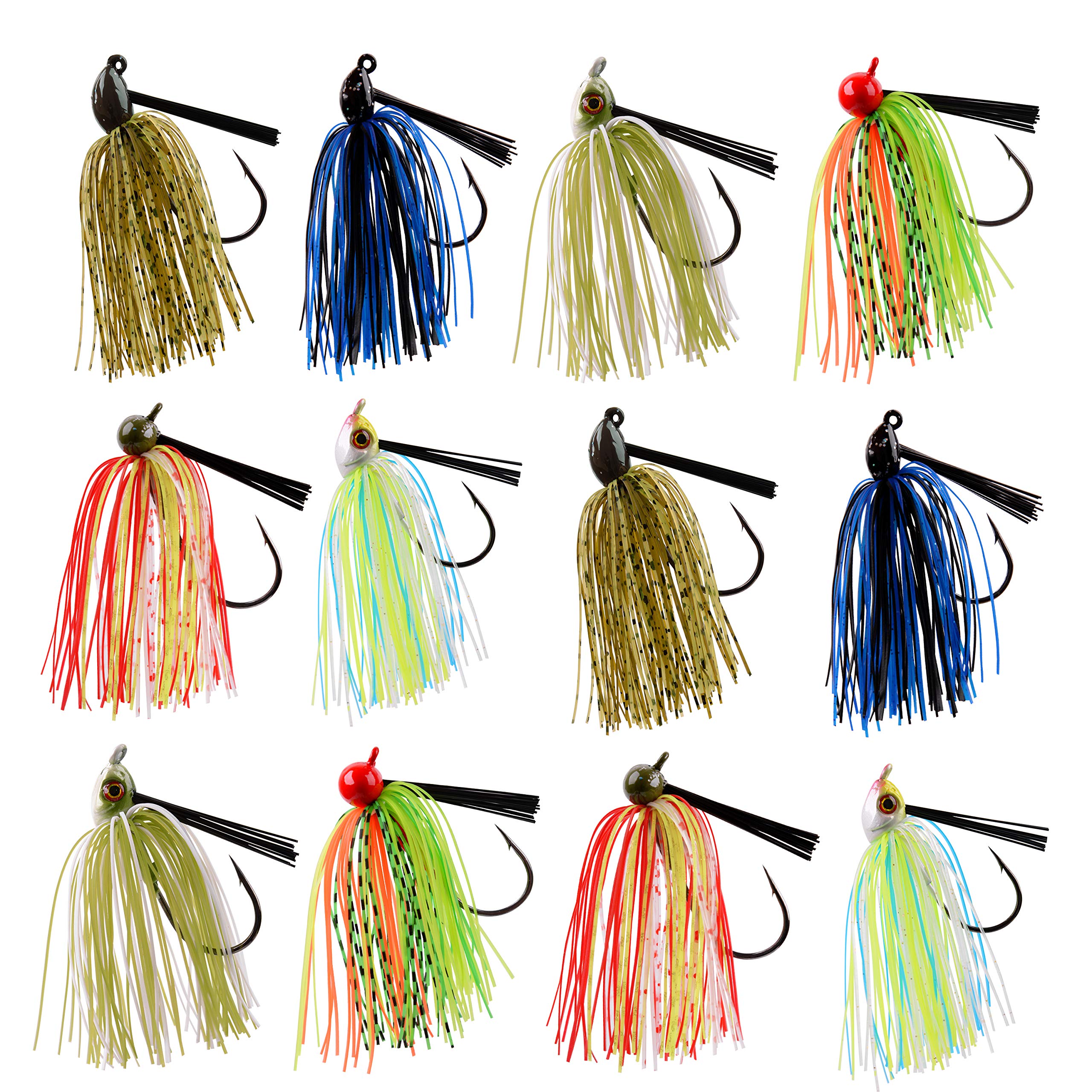Bass Fishing Lure Kit - 6/12Pcs Weedless Jigs for Bass & Walleye - Perfect for Freshwater & Saltwater Fishing
