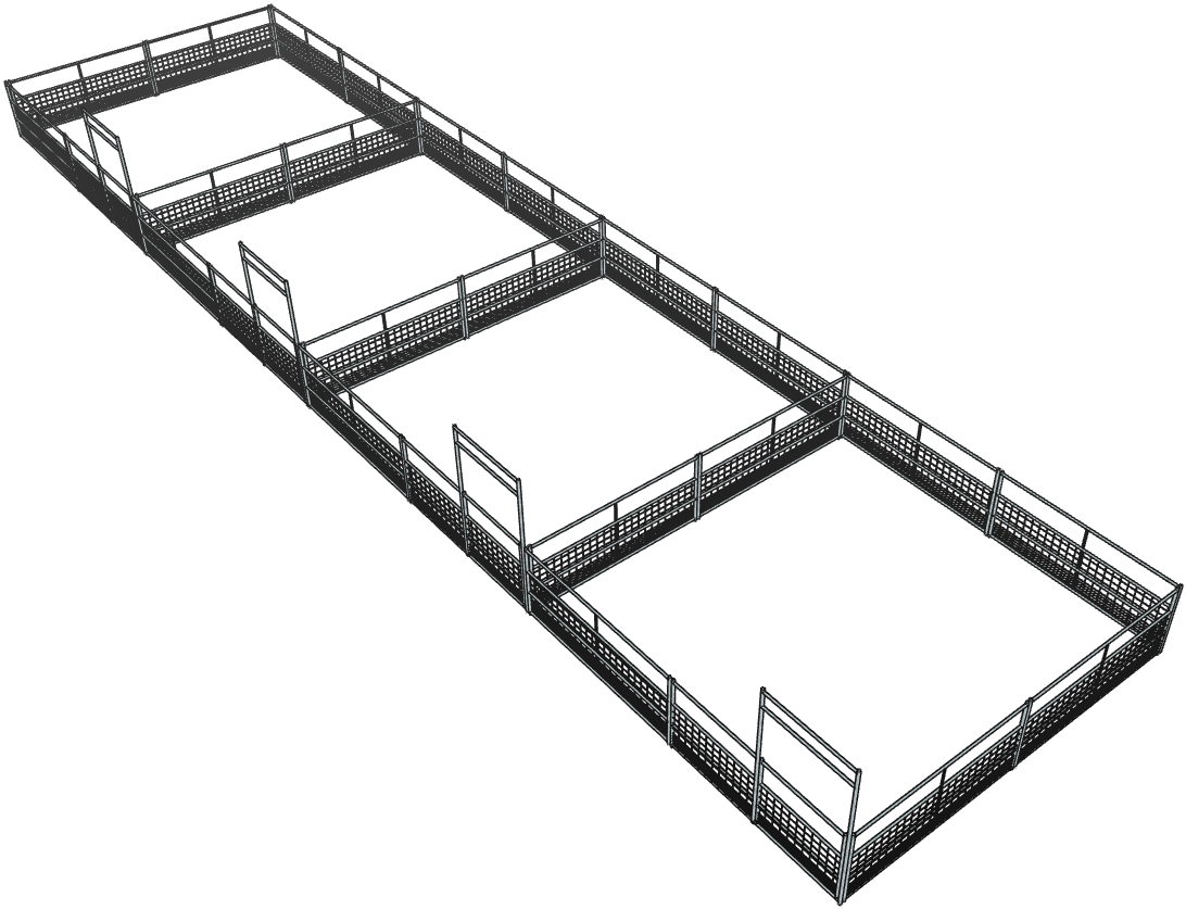 4 Rail Galvanized Steel Horse Stall Kit - 20 Ft x 20 Ft with Mesh Panels | Durable Side by Side Stable Fencing for Equestrian Facilities, Farms & Ranches