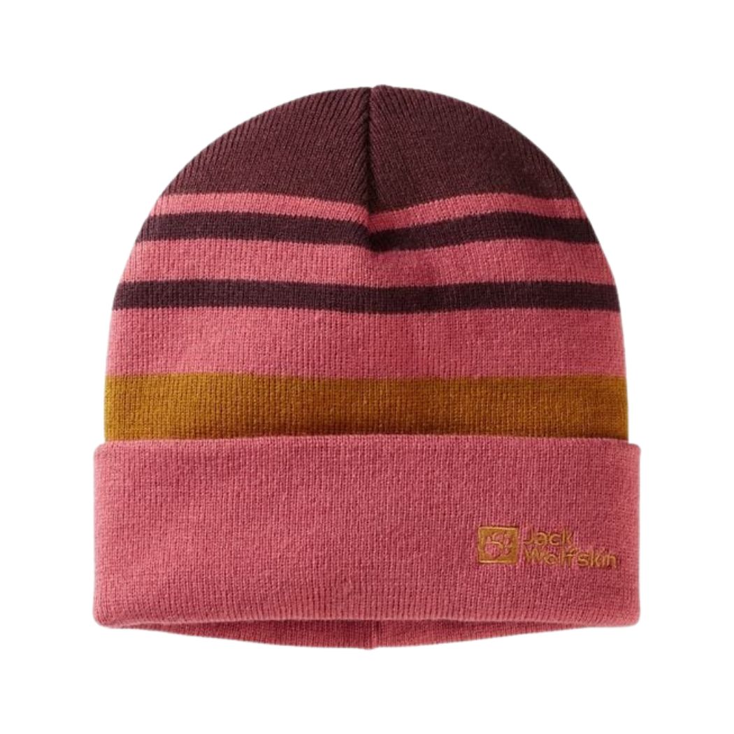 Jack Wolfskin Stripy Knit Kids Beanie - Warm Winter Hat for Boys & Girls - Outdoor Activities, Skiing, Snow Play