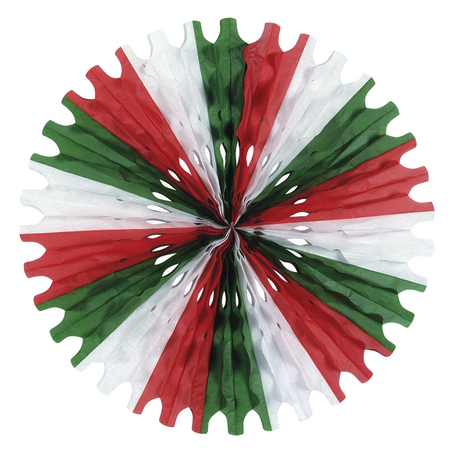Beistle 25-Inch Red White Green Tissue Fan (1-Pack) - Perfect for Parties, Decorations & Celebrations - 55293-RWG
