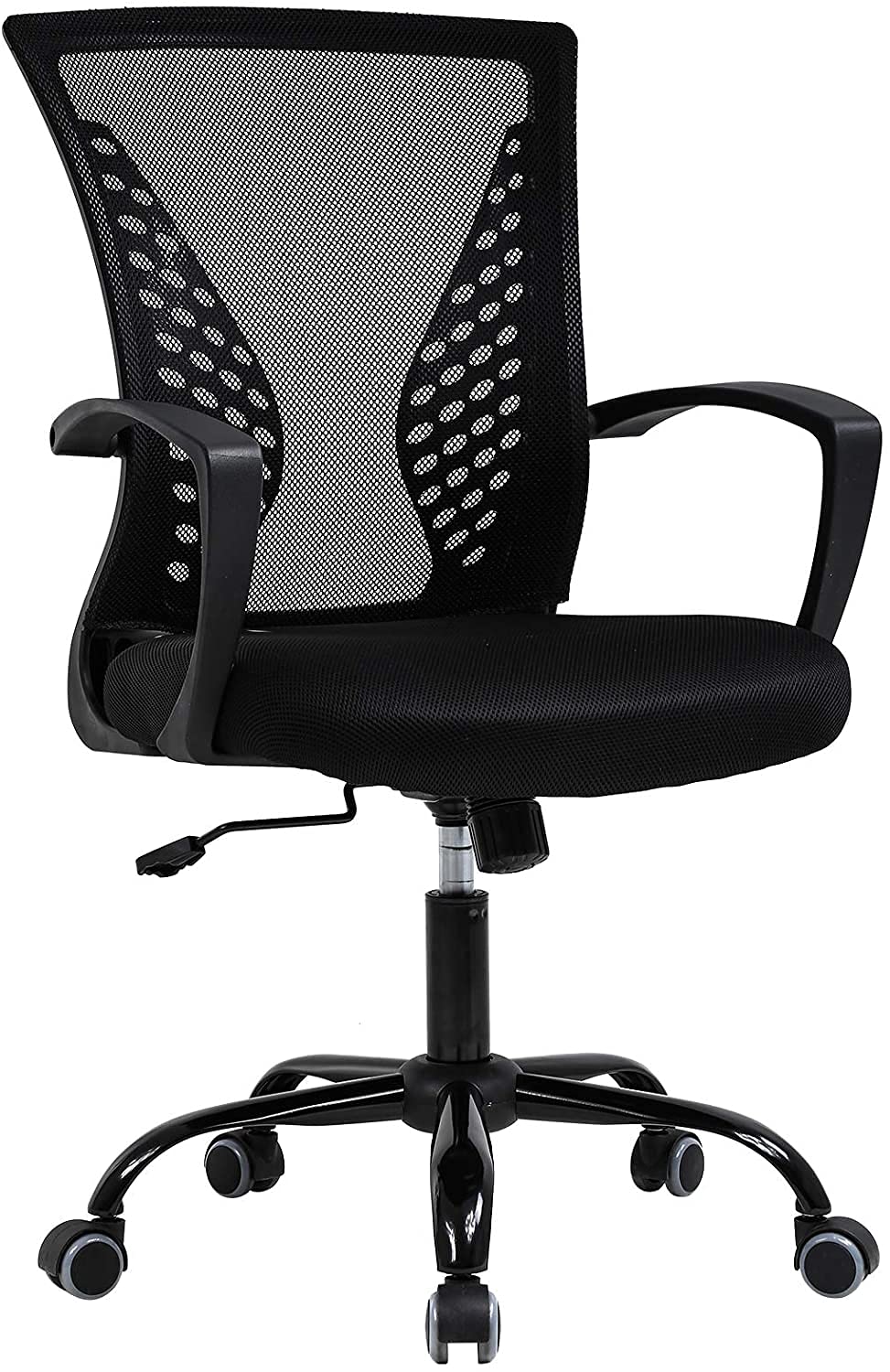 Ergonomic Mesh Office Chair with Adjustable Lumbar Support & Armrests - Mid Back Computer Desk Chair for Home & Gaming - Swivel Rolling Task Chair for Men & Women - Modern Executive Black Chair for Work & Study