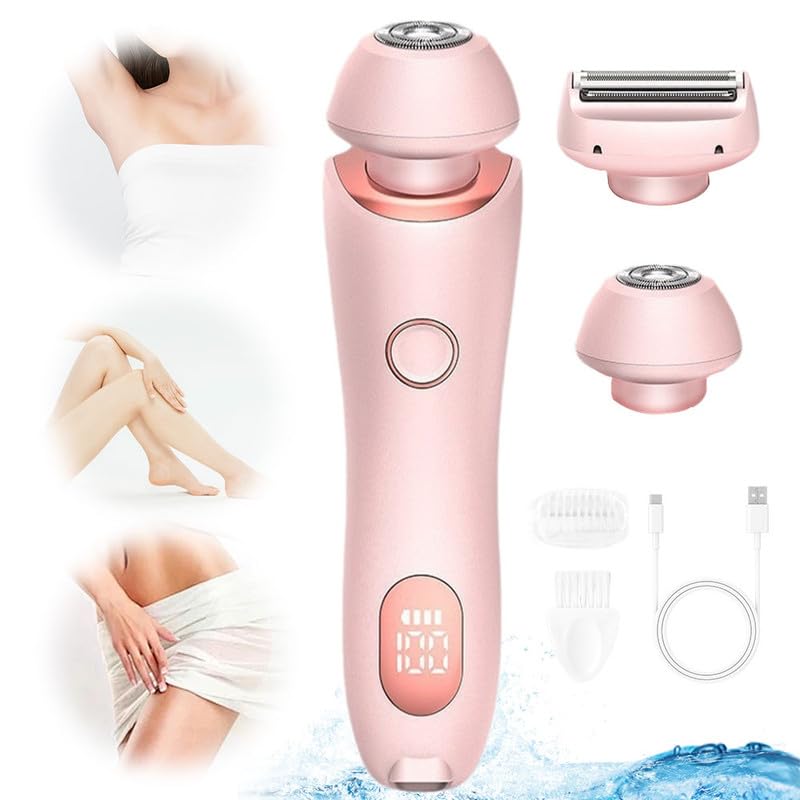 2-in-1 Electric Shaver for Women - Painless Hair Removal & Bikini Trimmer | Wet & Dry Waterproof Shaver | Smooth Legs & Underarms | Perfect for Travel, Gym & Home Use (Pink, 1pc)