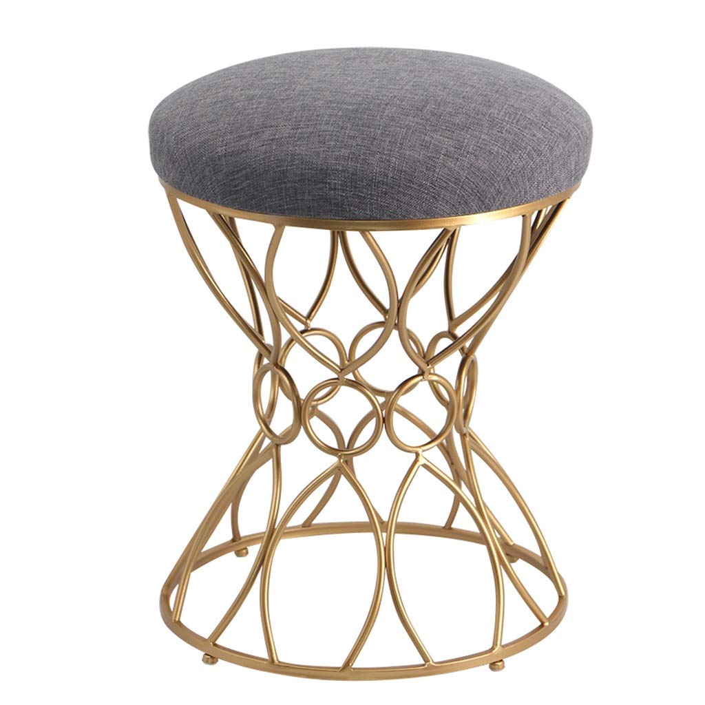 Fashionable Vanity Stool & Makeup Chair with Storage - Gray Upholstered Shoe Bench (39x39x47cm) for Bedroom, Dressing Room & Cosmetics Organization