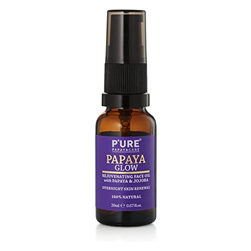 P'URE PAPAYACARE Glow Face Oil 20ml - 100% Natural & Vegan Pure Papaya Oil for Glowing Skin | Nourishes & Regenerates Skin | Best for Daily Skincare Routine, Night Care & Anti-Aging Treatment