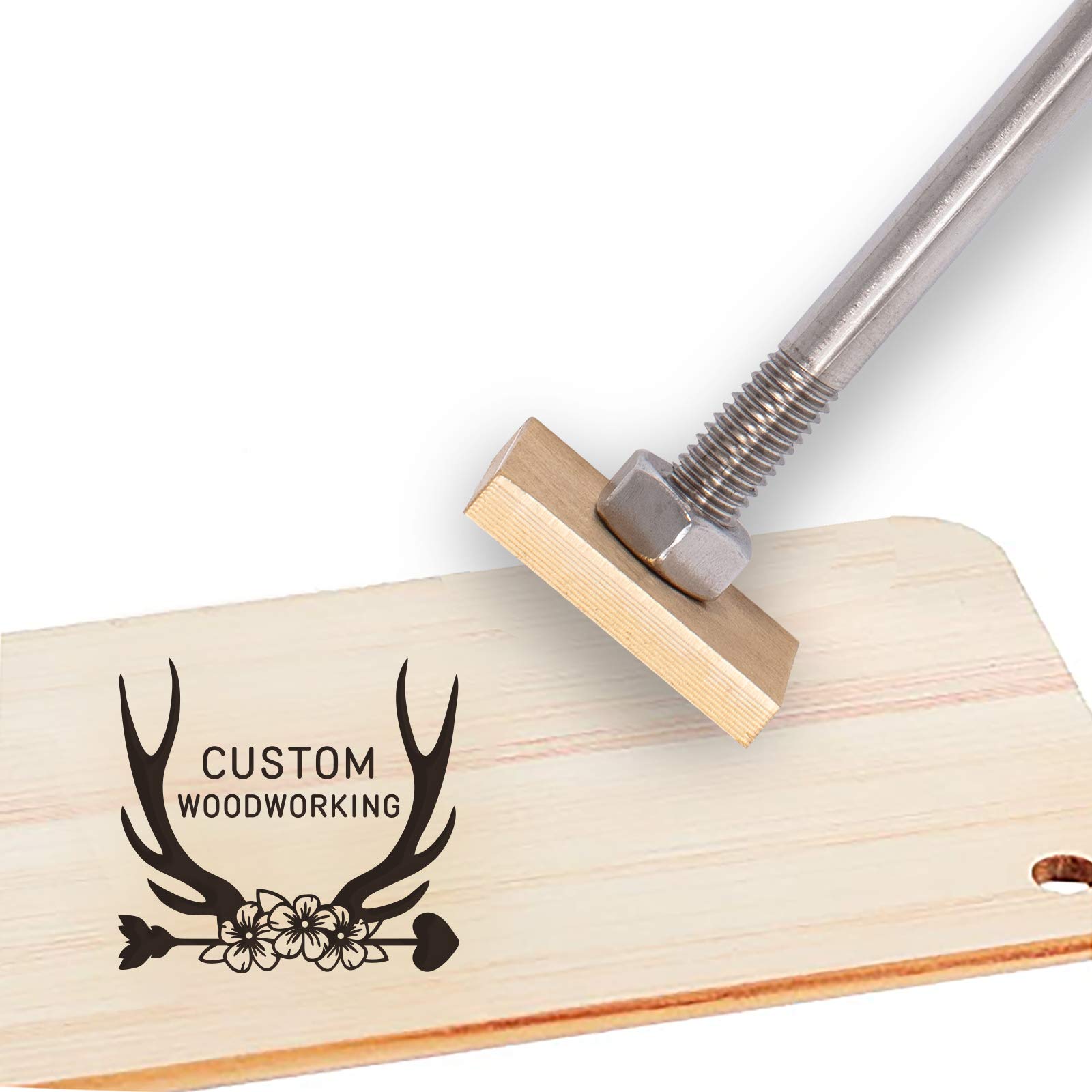 Custom Wood Branding Iron Stamp - Antlers & Flower Arrows Design, 1.2