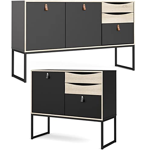Home Square 2-Piece Furniture Set - 2-Door Sideboard & 1-Door Sideboard | Modern Storage Cabinet for Dining Room, Living Room & Entryway Organization